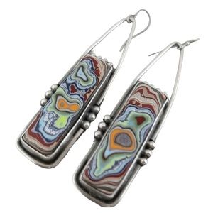 Colorful Silver Dangle Earrings